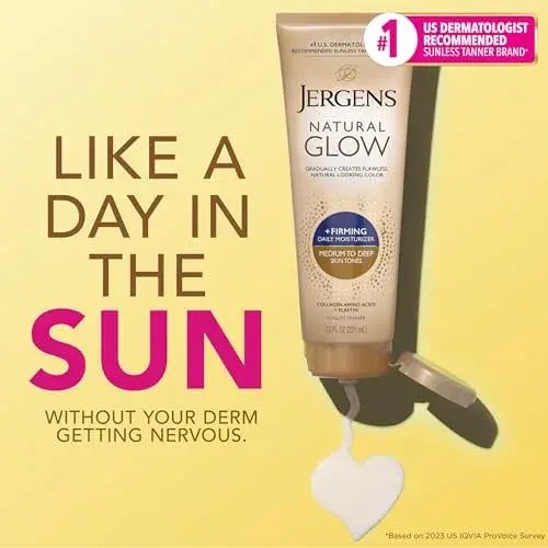 Jergens Natural Glow +Firming Body Lotion, Medium-Deep, 2x222ml (7.5 Fl Oz) | Gradual Tan & Cellulite Reduction - view 2