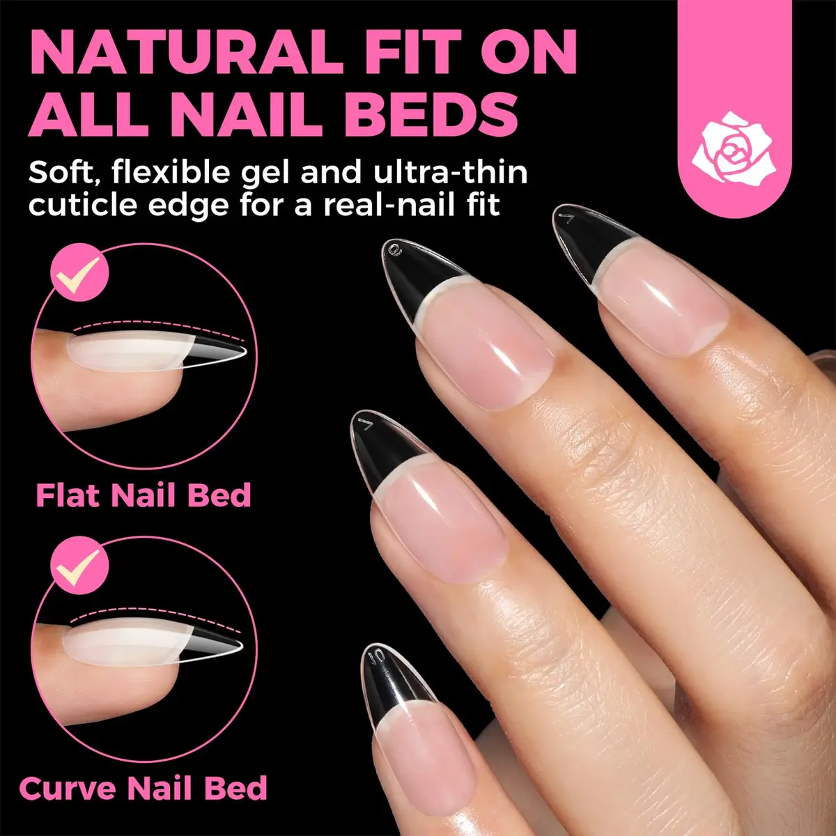UNA GELLA Almond Gel Nail Tips 504PCS | Pre-Etched Clear Fake Nails for DIY Manicure - view 4