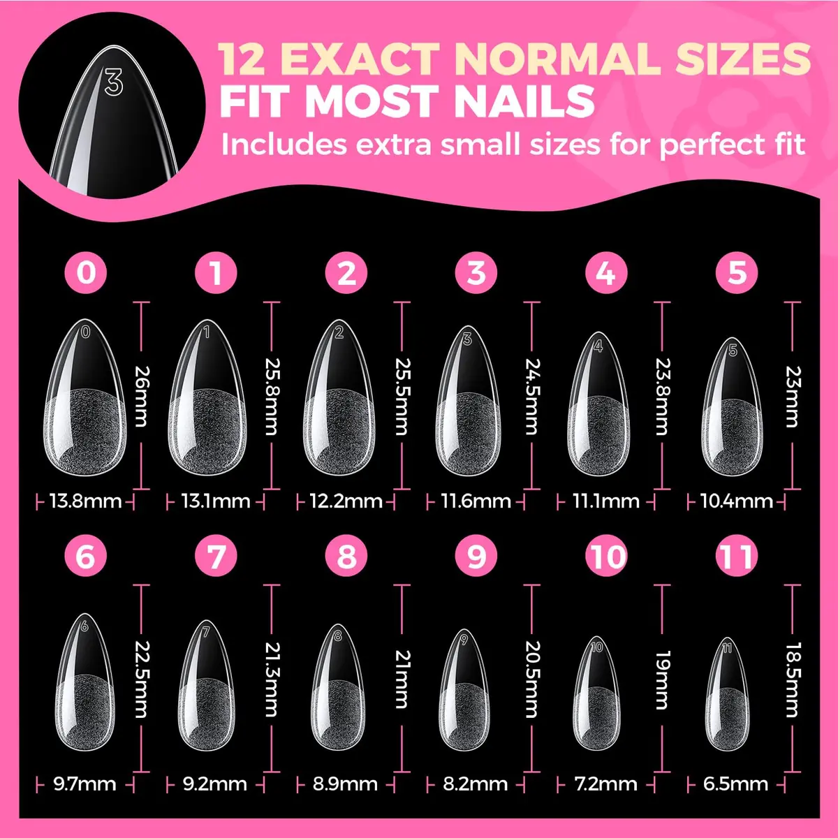 UNA GELLA Almond Gel Nail Tips 504PCS | Pre-Etched Clear Fake Nails for DIY Manicure - view 8