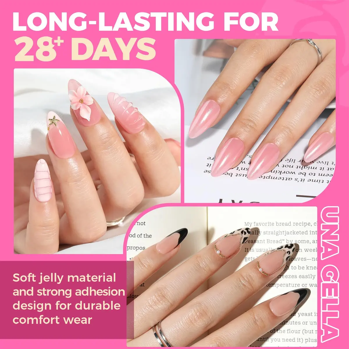 UNA GELLA Almond Gel Nail Tips 504PCS | Pre-Etched Clear Fake Nails for DIY Manicure - view 3