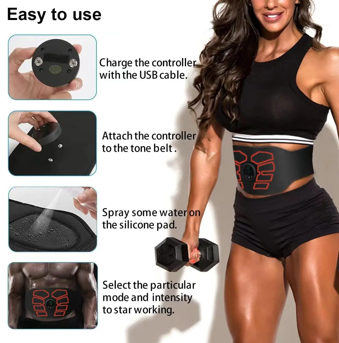 eAnjoy EMS Muscle Stimulator Belt with 12 Modes & 19 Intensity Levels | Portable Abdominal Toning Equipment - view 5