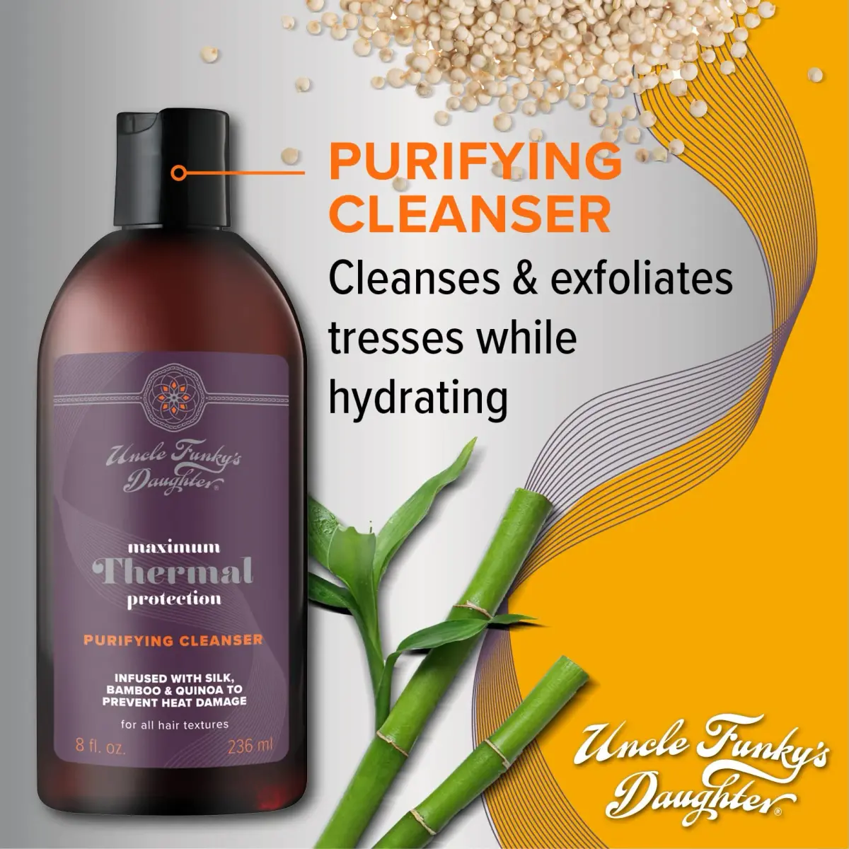 Uncle Funky's Daughter Maximum Thermal Protection Purifying Cleanser 237ml (8 Fl Oz) | Clarifies Hair for Heat Styling - view 4
