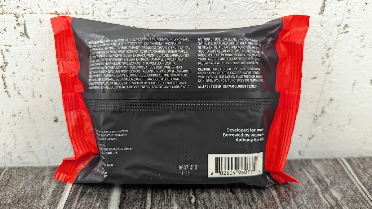 Anthony Glycolic Exfoliating & Resurfacing Wipes – Men’s Cleansing Face Cloths for Brightening & Pore Refining, 30 Sheets - view 7