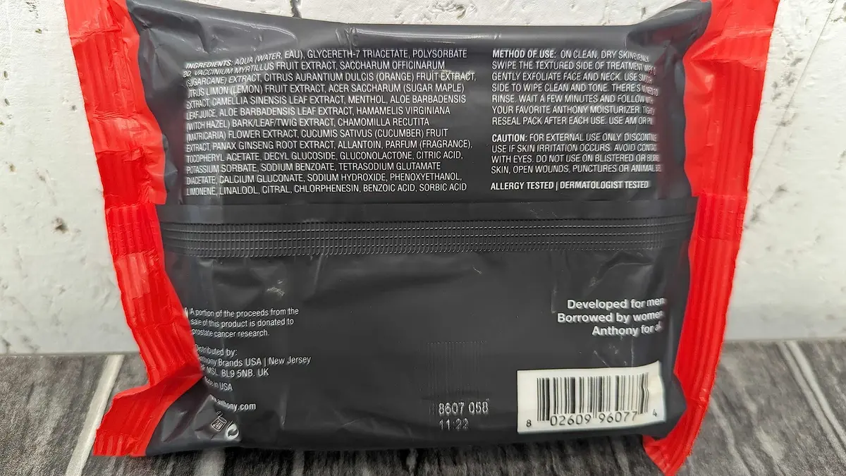 Anthony Glycolic Exfoliating & Resurfacing Wipes – Men’s Cleansing Face Cloths for Brightening & Pore Refining, 30 Sheets - view 8