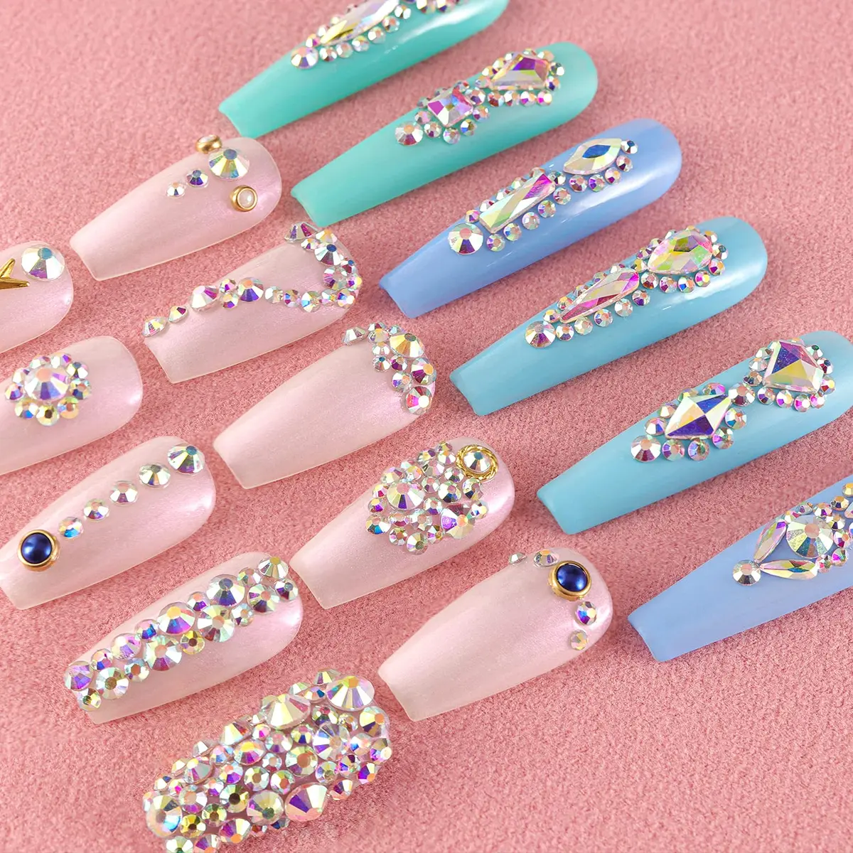 BELLEBOOST Multi Shapes 3D Glass AB Crystal Nail Art Rhinestones Kit with Pickup Pen & Tweezer | Iridescent Nail Decoration - view 4
