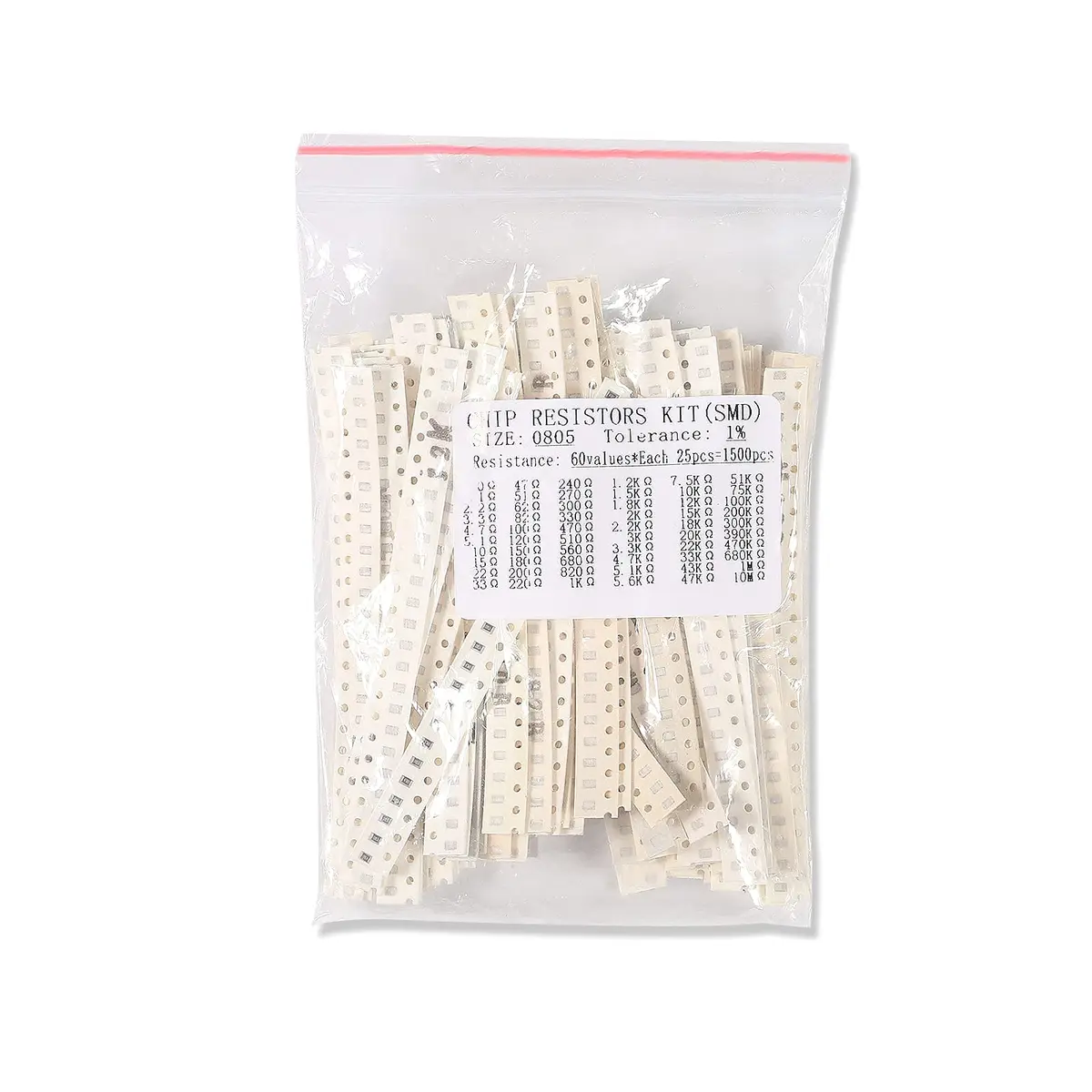 AEDIKO 1500pcs 0805 SMD Resistor Kit 1% 1/8W 60 Values 0 ohm-10M ohm | Surface Mount Chip Resistors - view 5