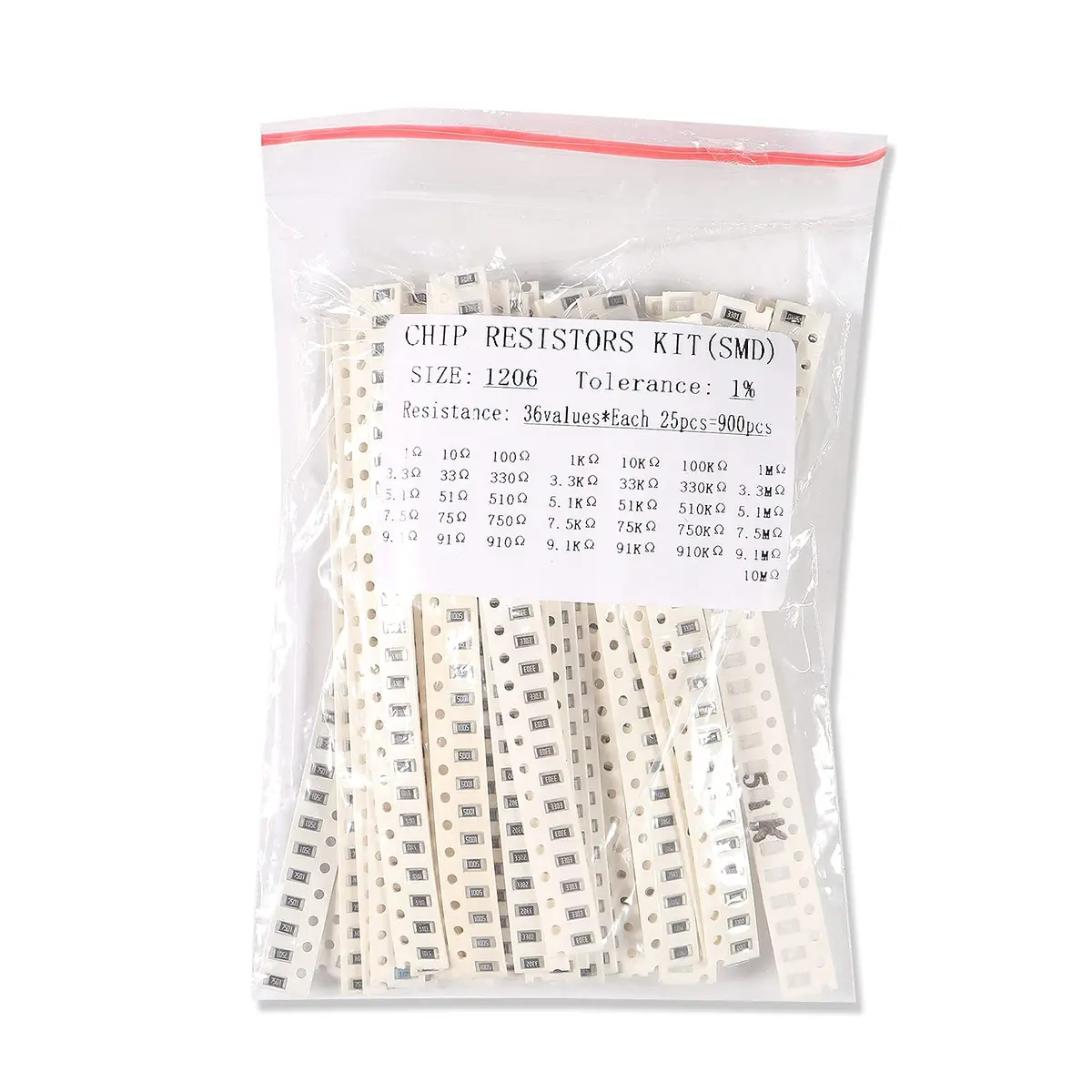 AEDIKO 900pcs 1206 Resistors Kit 36 Values | 1% Tolerance, 0.25W, Surface Mount (1206) | Assorted Chip Resistors - view 5