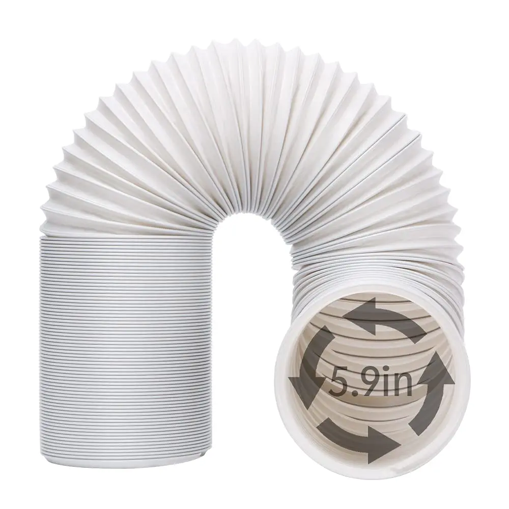 UNAOIWN Portable Air Conditioner Exhaust Hose 5.9" Diameter Extendable up to 78.7" | Anti-Clockwise Thread, Durable Polypropelene - main product image