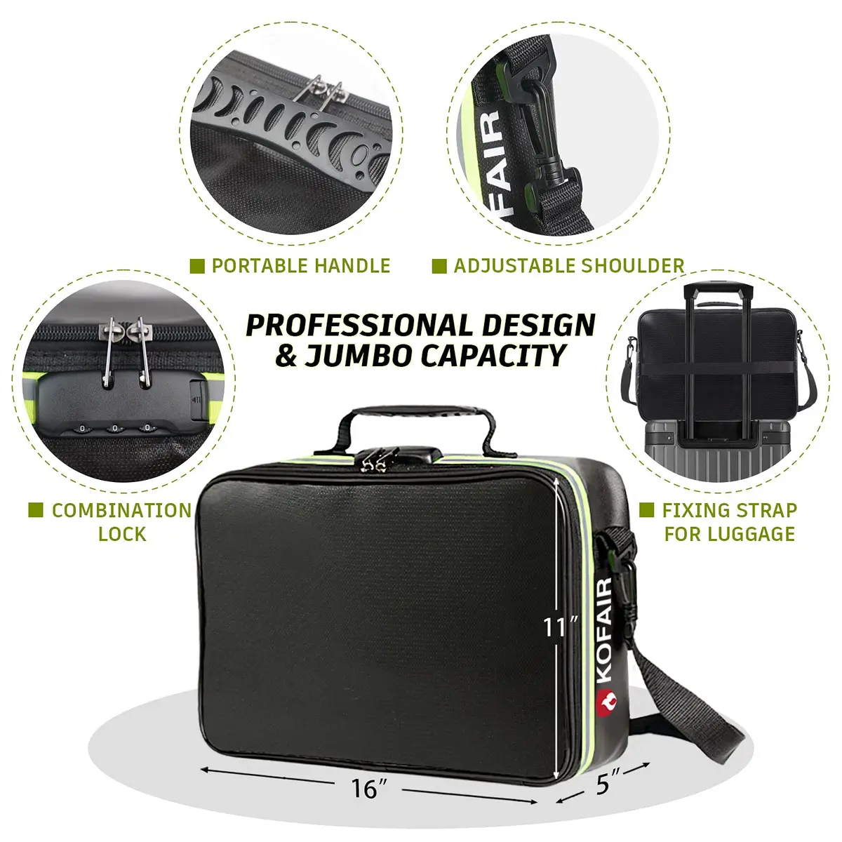 KOFAIR Fireproof Document Bag with Lock & Reflective Strip, 16 x 11 x 5 inch, 29 Compartments | Quick Grab & Go Emergency Organizer - view 5