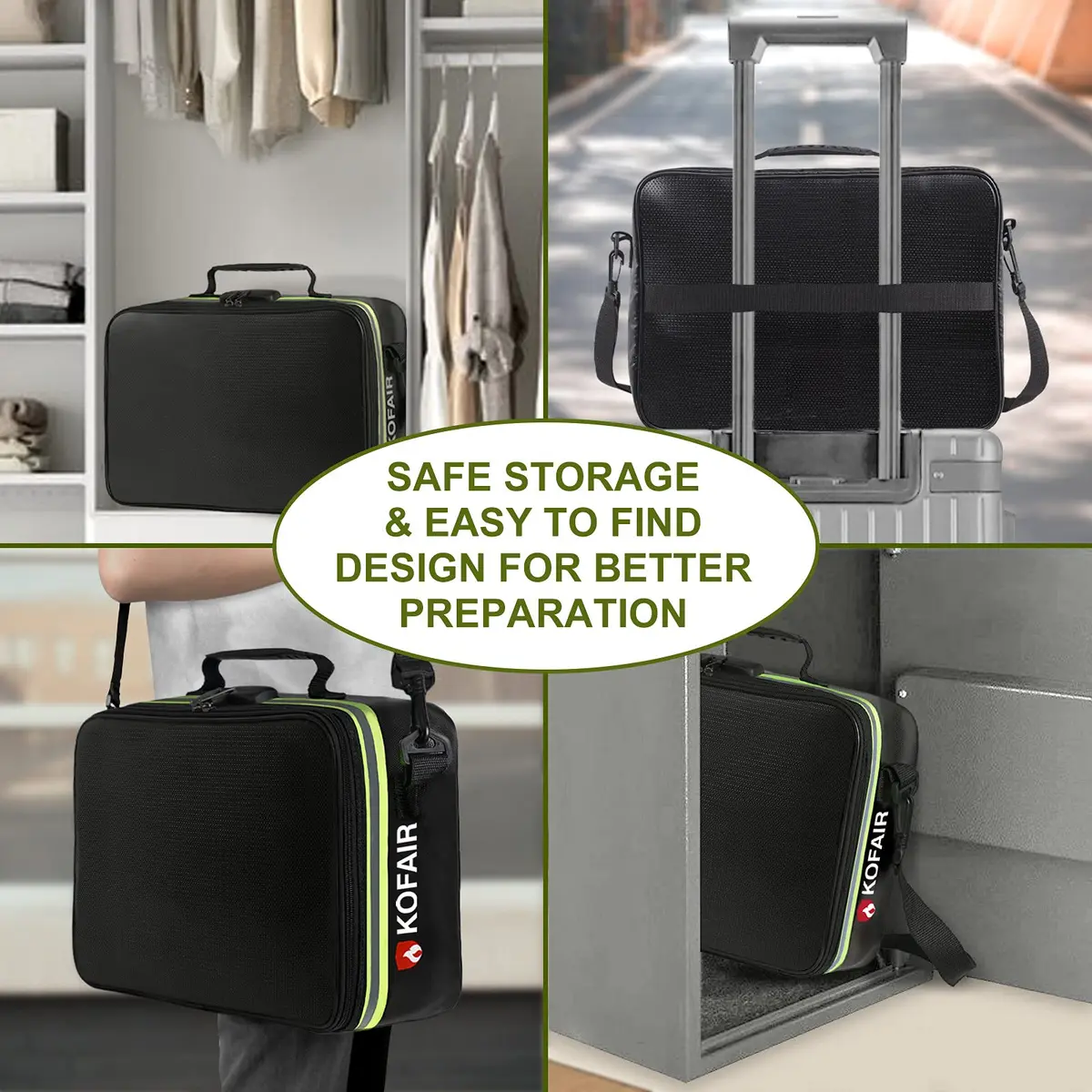 KOFAIR Fireproof Document Bag with Lock & Reflective Strip, 16 x 11 x 5 inch, 29 Compartments | Quick Grab & Go Emergency Organizer - view 6