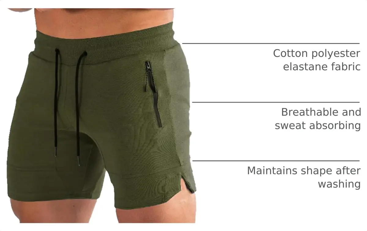 PIDOGYM Men's 5" Gym Shorts with Zipper Pockets | Breathable, Lightweight Active Shorts for Men - view 4