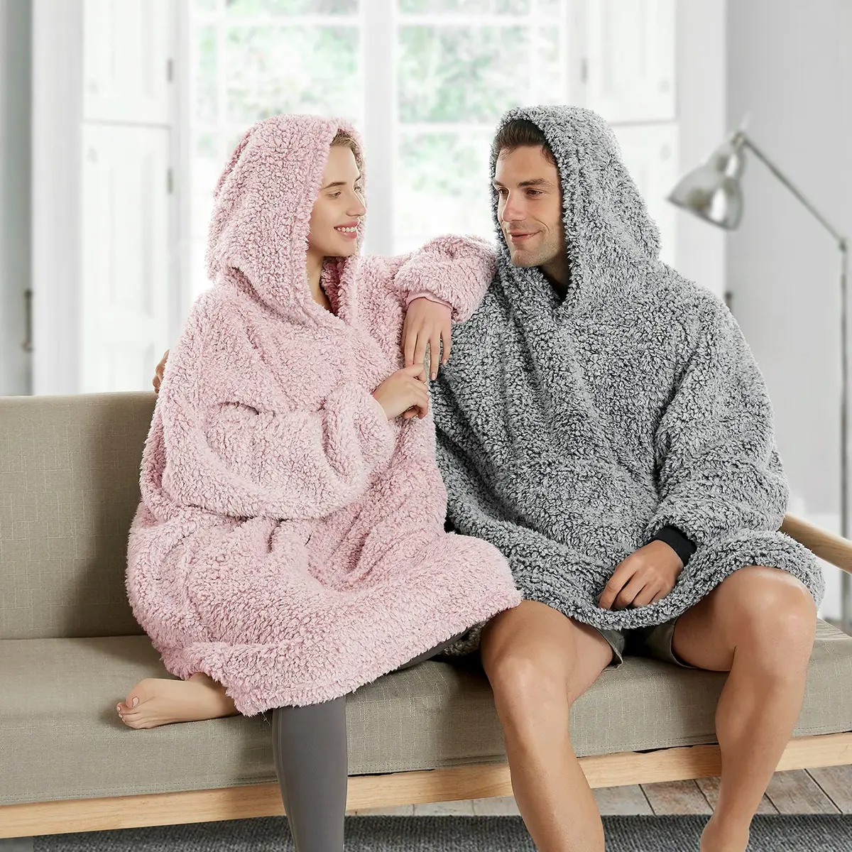 HORIMOTE HOME Oversized Sherpa Wearable Blanket Hoodie for Adults, Women, Men & Kids | Super Warm Light Weight - view 2