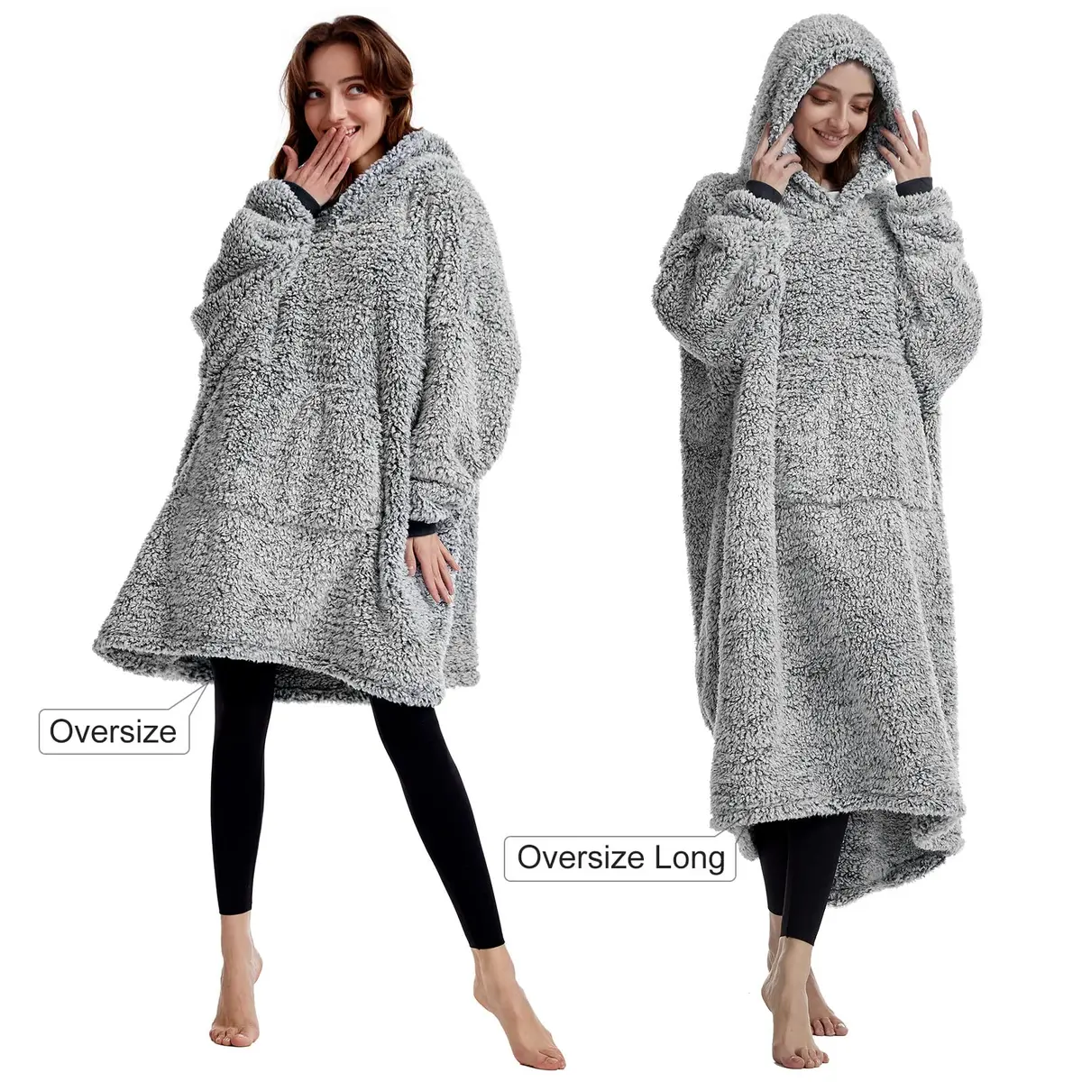 HORIMOTE HOME Oversized Sherpa Wearable Blanket Hoodie for Adults, Women, Men & Kids | Super Warm Light Weight - view 4