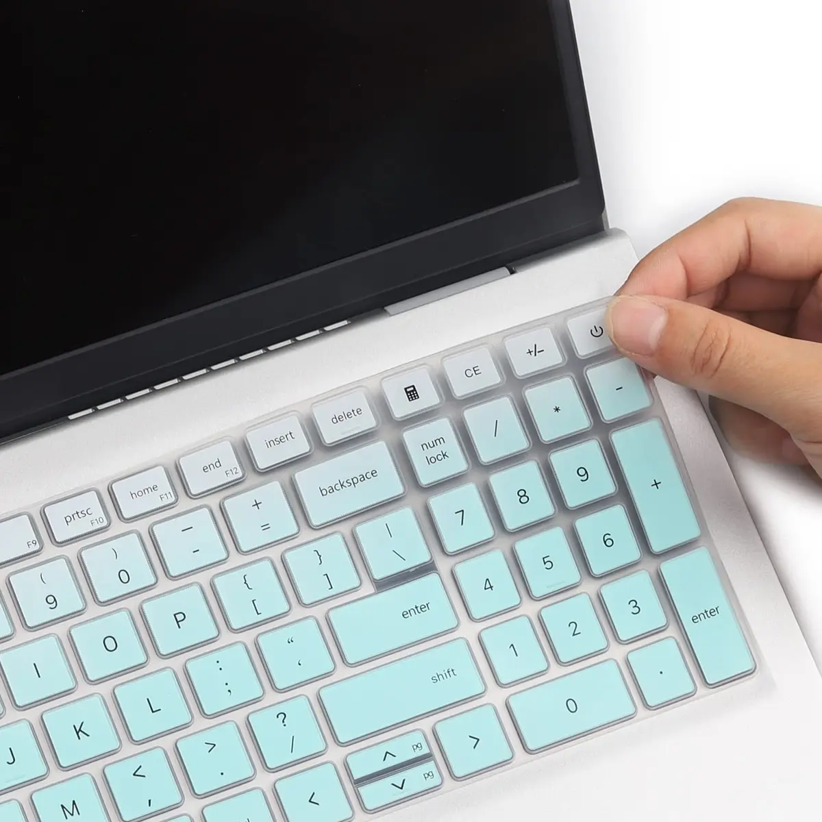 MUBUY-GOL MintGreen Keyboard Cover for Dell Inspiron 15 3510 3511 3515 3525 3530 3535 5510 5515 5518 7510 15.6" Vostro 3510 3520 3530 5510 5515 15.6" Latitude 3520 Inspiron 16 7610 16" | US Keyboard Layout - view 5