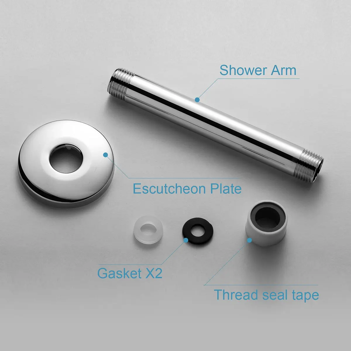 OFFO 6 inch (15.24cm) Ceiling Mount Shower Arm with Flange | Stainless Steel Chrome - view 6