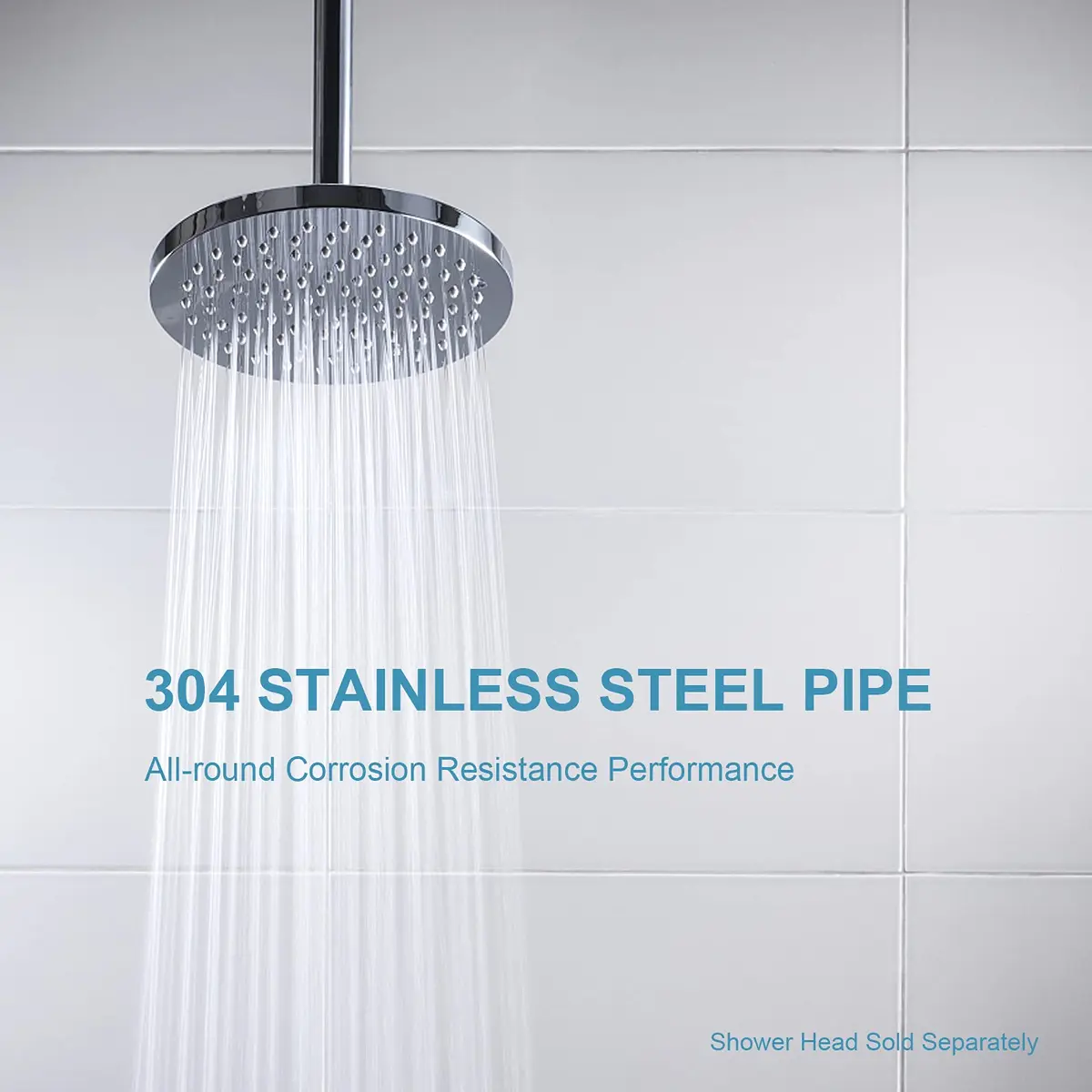OFFO 6 inch (15.24cm) Ceiling Mount Shower Arm with Flange | Stainless Steel Chrome - view 3