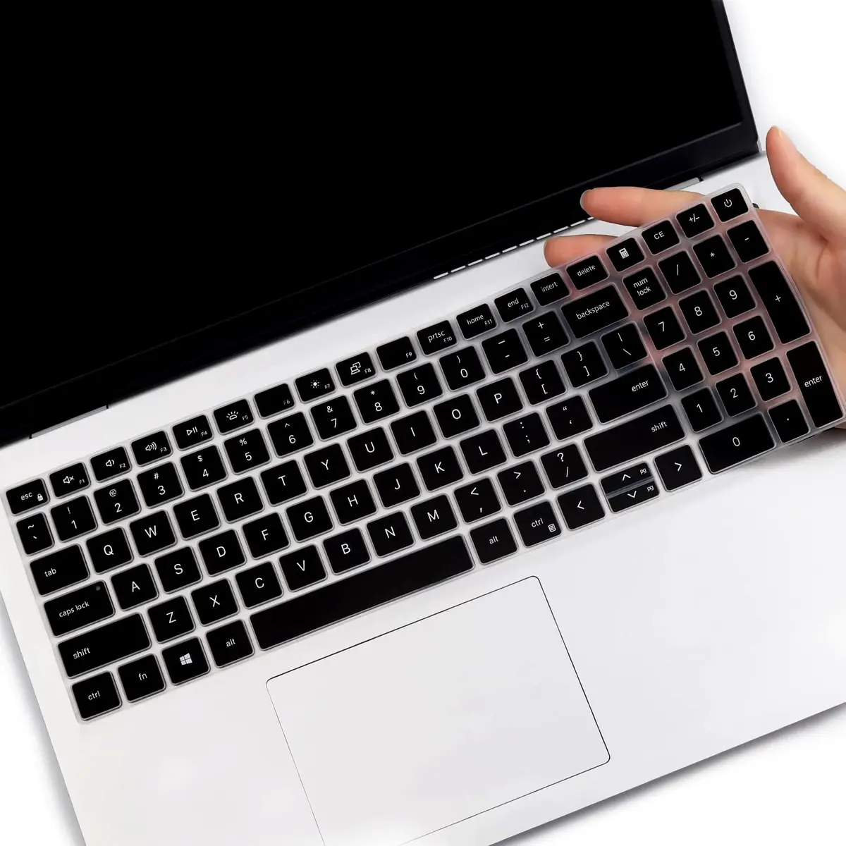 MUBUY-GOL Black Silicone Keyboard Cover for Dell Inspiron 15 3510 3511 3515 3525 3530 3535 5510 5515 5518 7510 15.6" | US Layout Spill-Proof Protector - main product image