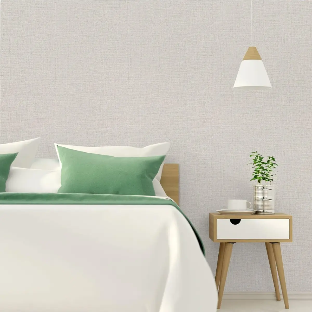 TANONE Grasscloth Peel and Stick Wallpaper 40cm (15.7 in) x 500cm (197 in) | Beige Linen Texture, Waterproof, Easy Install - view 3