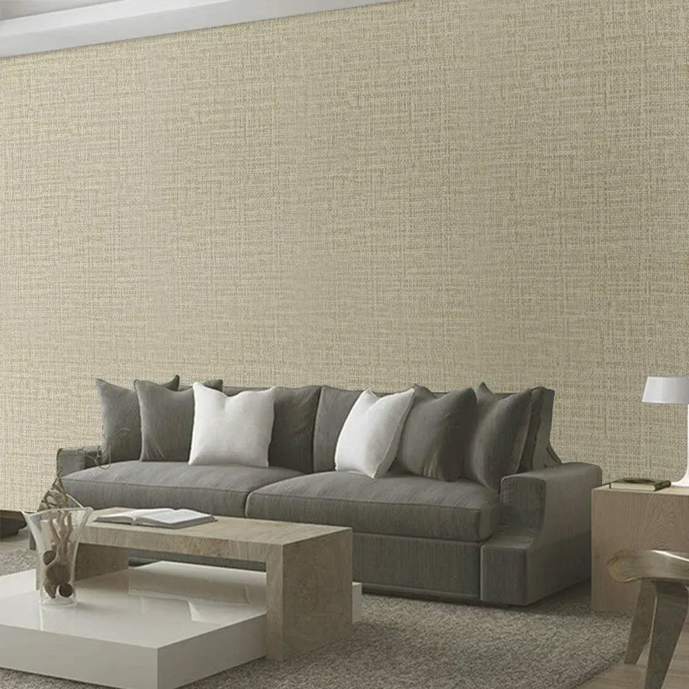 TANONE Khaki Grasscloth Peel and Stick Wallpaper 39.9 cm x 5 m (15.8 in x 197 in) | Realistic Textured Beige Wall Paper for Cabinets, Drawers, Kitchen - view 6
