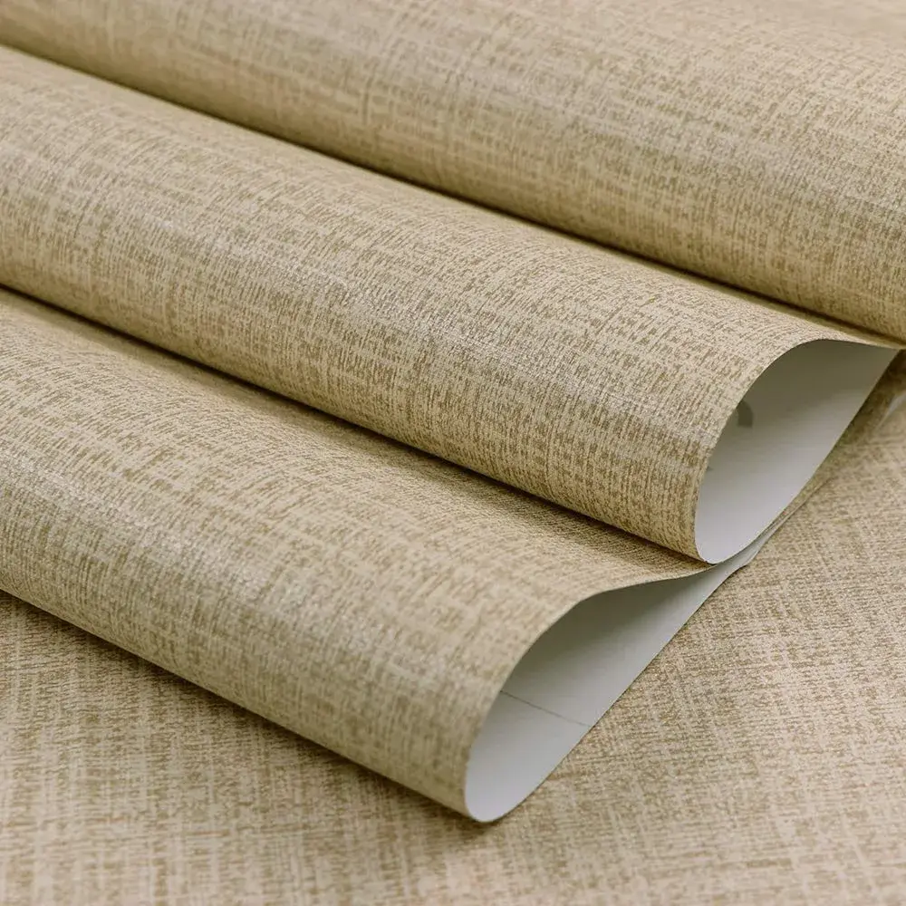 TANONE Khaki Grasscloth Peel and Stick Wallpaper 39.9 cm x 5 m (15.8 in x 197 in) | Realistic Textured Beige Wall Paper for Cabinets, Drawers, Kitchen - view 2