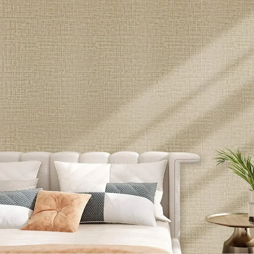 TANONE Khaki Grasscloth Peel and Stick Wallpaper 39.9 cm x 5 m (15.8 in x 197 in) | Realistic Textured Beige Wall Paper for Cabinets, Drawers, Kitchen - view 3