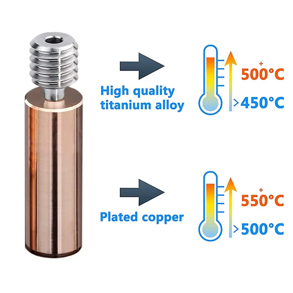 POLISI3D CR10 Bimetal Heatbreak for Ender3 3D Printers - Copper Titanium TC4 Throat Upgrade (7mm x 27.5mm) - view 5