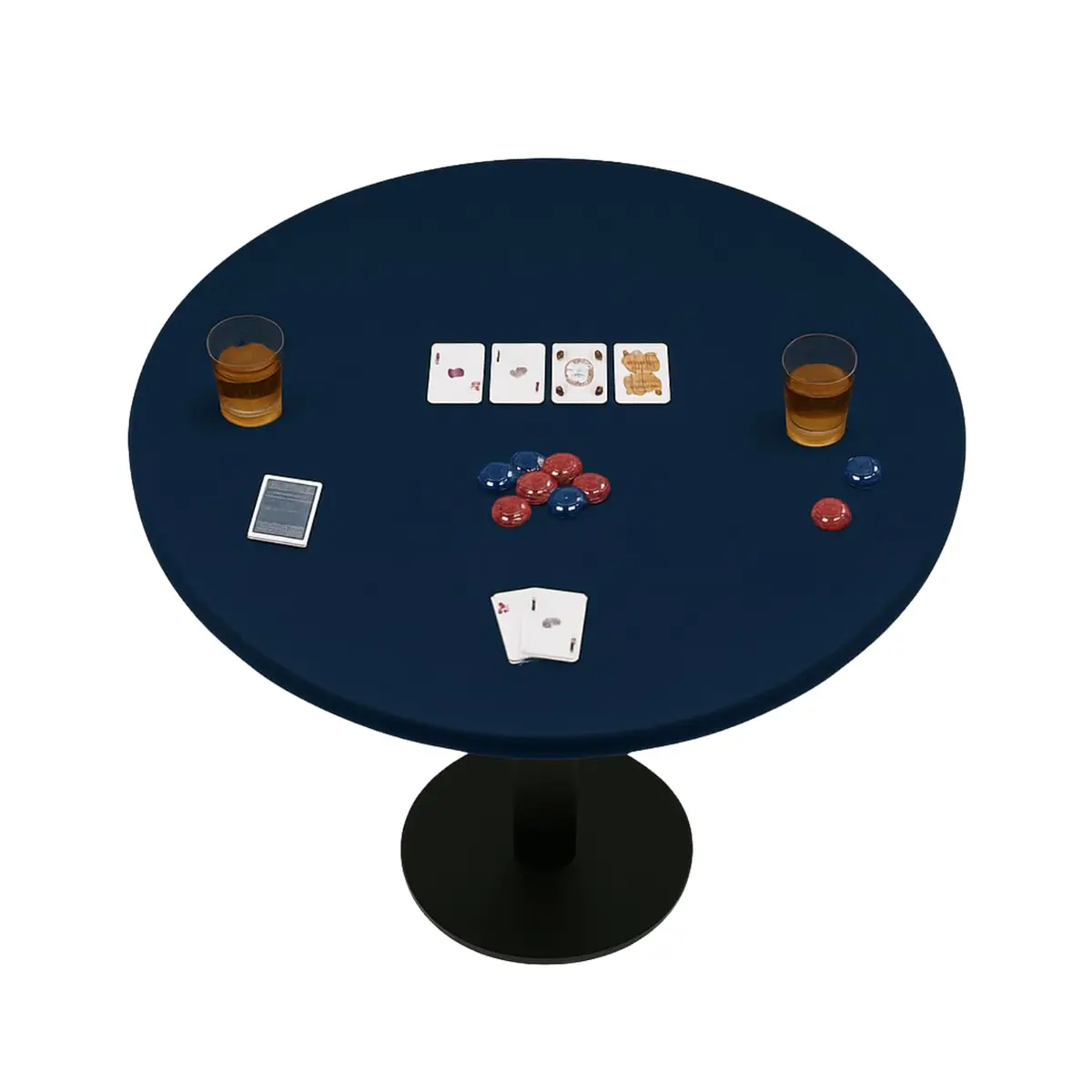 Feltectors Felt Card Game Table Cover for Poker, Mahjong, Domino, Bridge & Board Games | Elastic Fitted Round Tablecloth, Blue, 54-60" - main product image