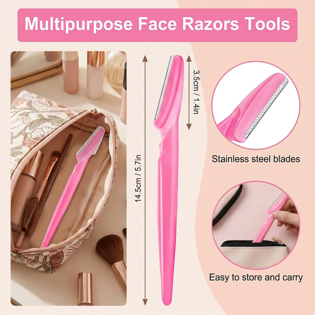 HFATMOS Eyebrow Razor, Face Razors for Women Men 12 Pack | Precise & Portable Facial Hair Removal Tool - view 4