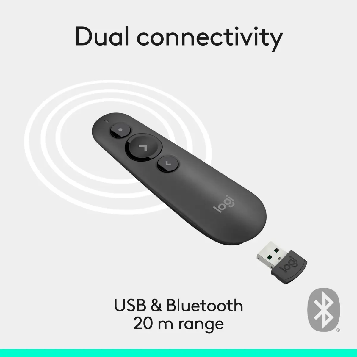 Logitech Wireless Presenter R500s with Laser Pointer & USB Receiver (12.4cm x 3.6cm x 2.5cm) - view 5