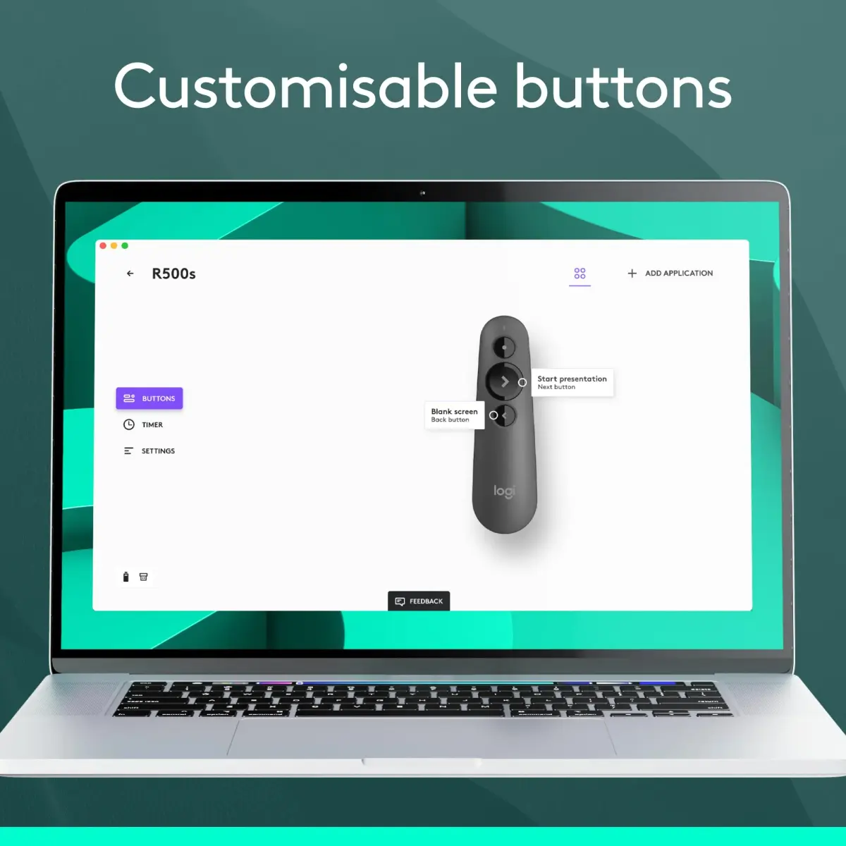 Logitech Wireless Presenter R500s with Laser Pointer & USB Receiver (12.4cm x 3.6cm x 2.5cm) - view 6