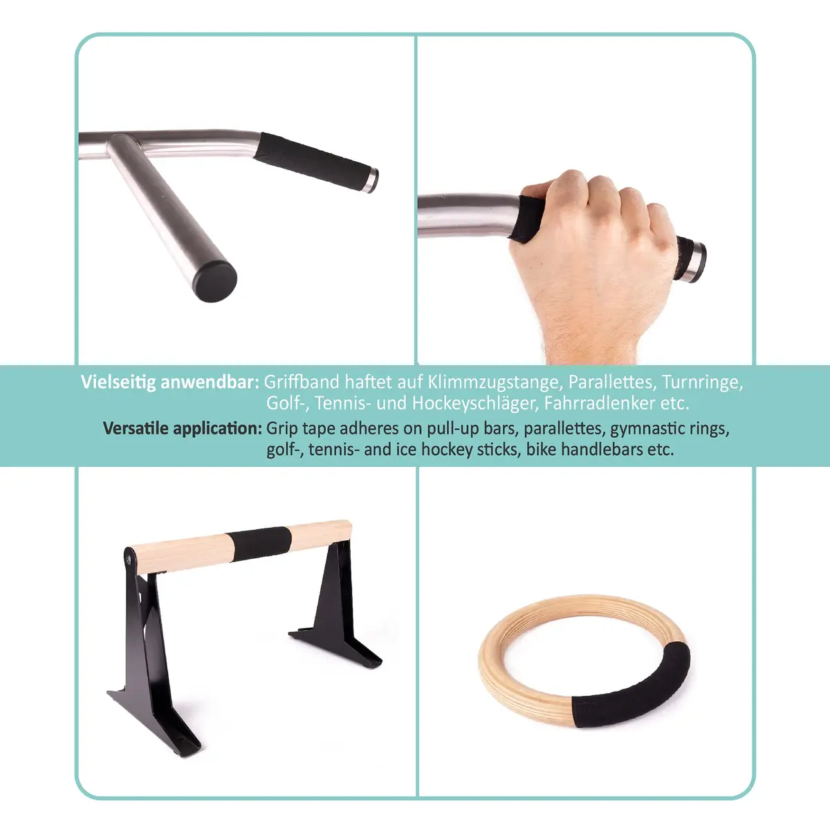 PULLUP & DIP Black Grip Tape 2500cm x 2.5cm | Durable, Non-Slip Poly-Cotton for Sports Equipment - view 5