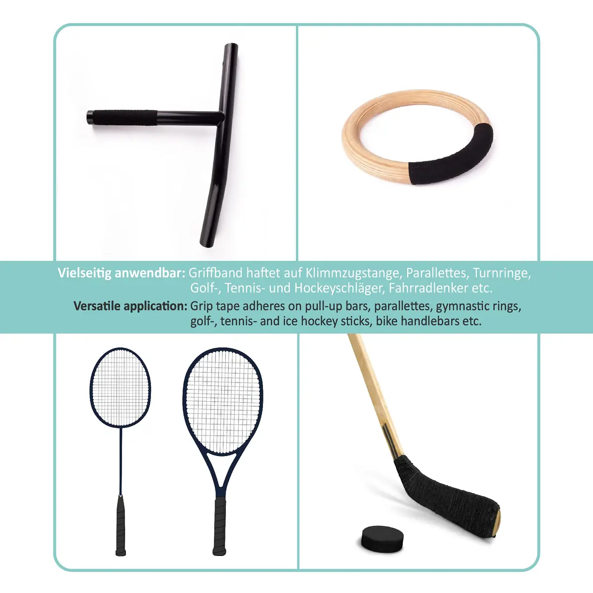 PULLUP & DIP Black Grip Tape 2500cm x 2.5cm | Durable, Non-Slip Poly-Cotton for Sports Equipment - view 2