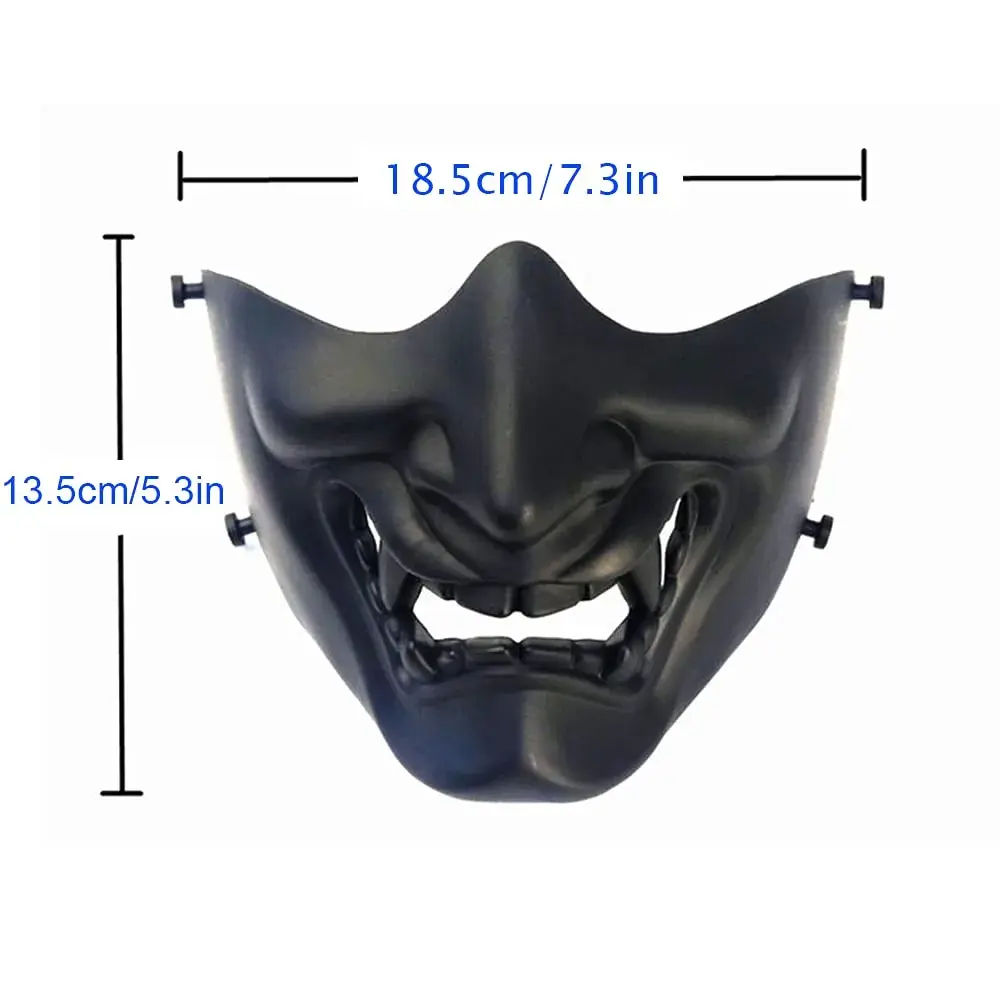 MTGHYARE Evil Demon Hannya Samurai Oni Mask White | Tactical Half Face Mask for Airsoft & Cosplay - view 3