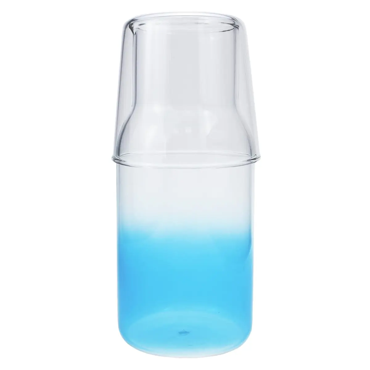 Sizikato 15 Oz Gradient Blue Clear Glass Bedside Night Water Carafe with Tumbler Glass - main product image