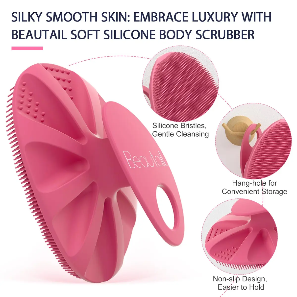 BEAUTAIL Silicone Body Scrubber Gentle Exfoliating Brush for Sensitive Skin | Hygienic & Durable - view 4
