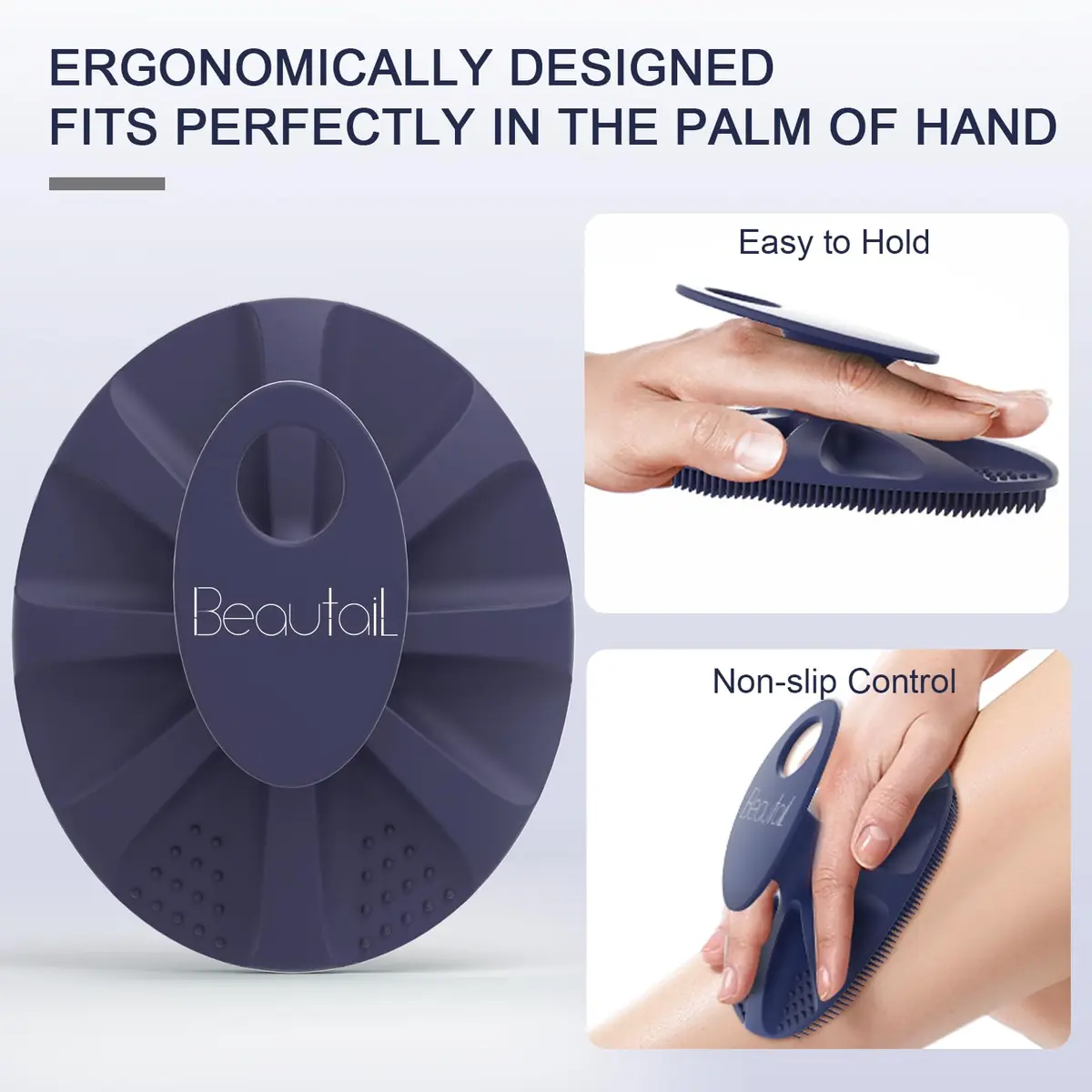 BEAUTAIL Silicone Body Scrubber Gentle Exfoliating Brush for Sensitive Skin | 83g (2.9oz) Blue - view 5
