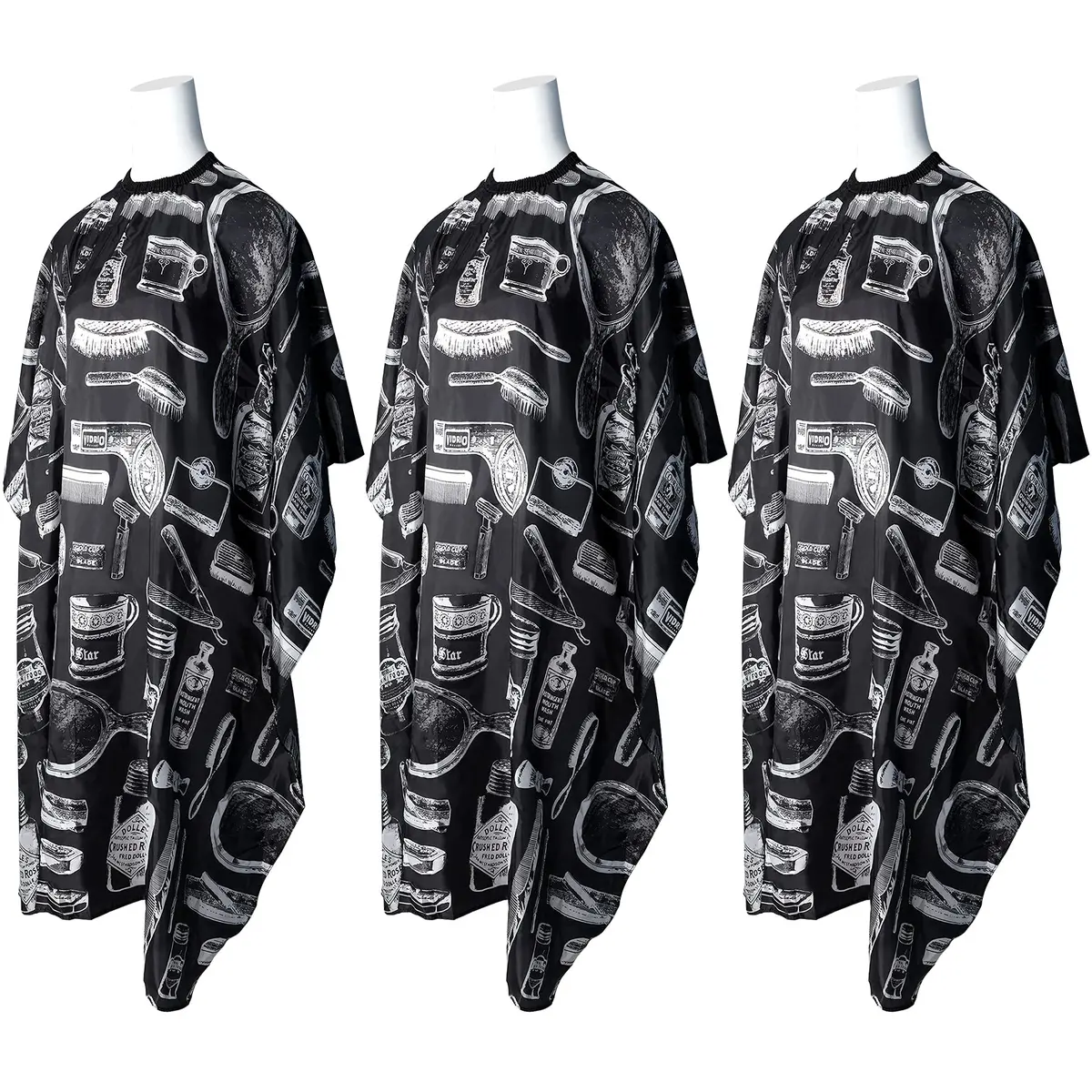 FEBSNOW 3 Pcs Professional Barber Cape for Adults, Hairdressing Salon Cape 140cm (56in) x 117cm (46.8in) | Waterproof Polyester Fabric - main product image