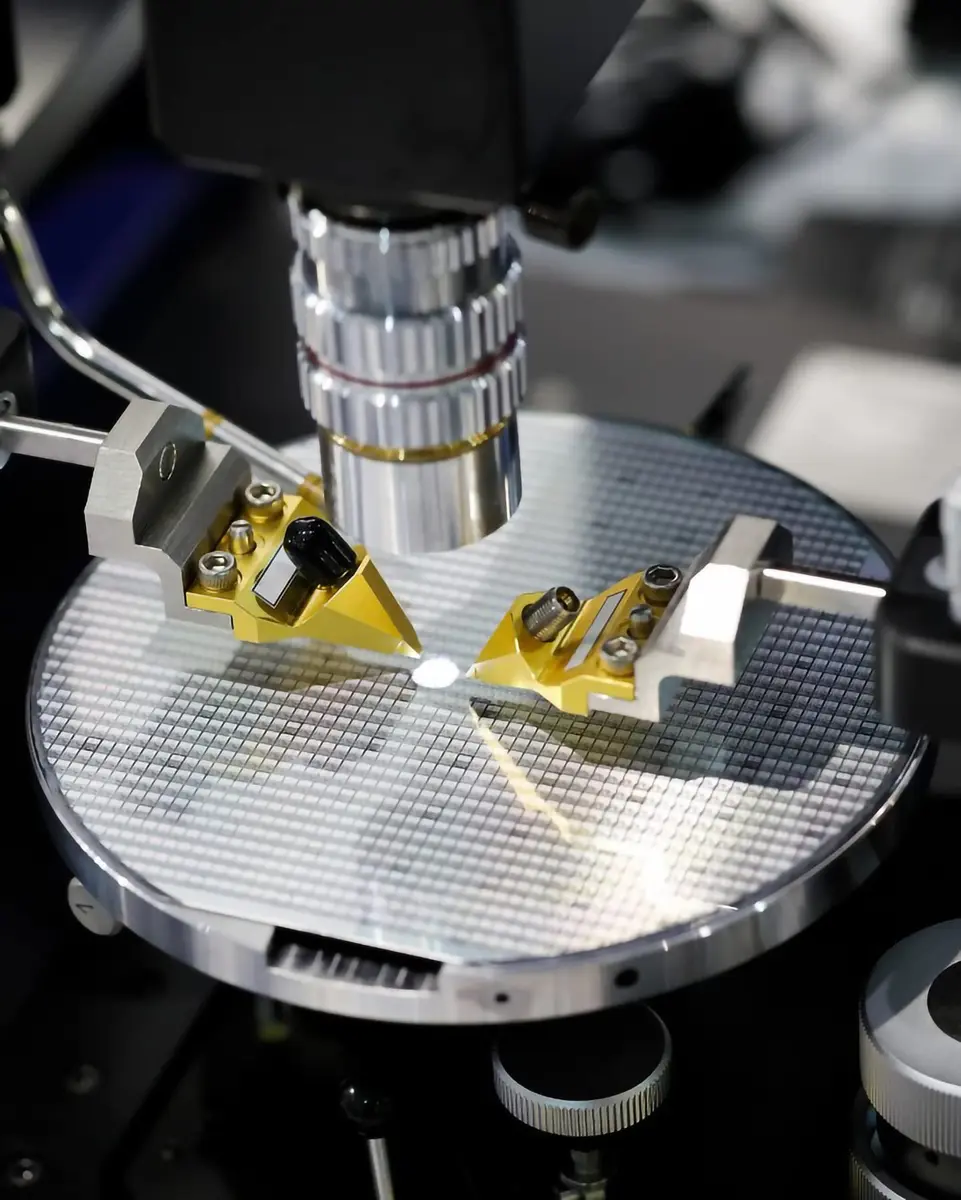 Moderock Integrated Circuit Real Chip 5 in Silicon Wafer | Uncut IC, Diffraction Pattern, Fragile Silicon - view 2