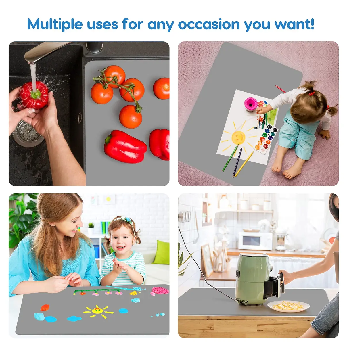AECHY Extra Large Silicone Mat 35.3"x23.5"x0.08" | Largest Heat-Resistant Kitchen Counter Mat - view 5