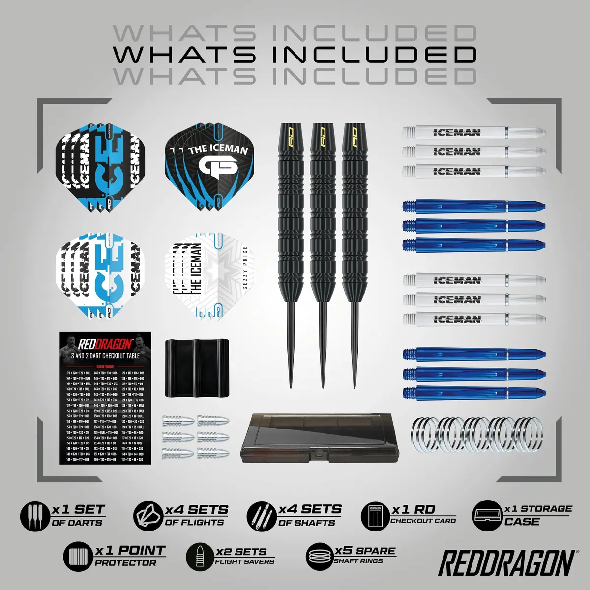RED DRAGON Gerwyn Price Iceman 22g Brass Steel Tip Darts Set with Case | 50-Piece Complete Kit for Home, League & Pub Play - view 2