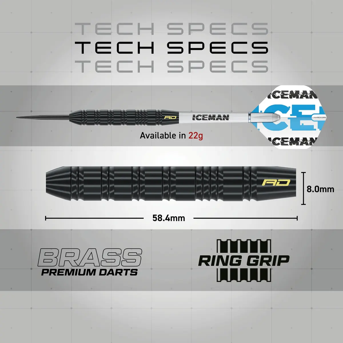 RED DRAGON Gerwyn Price Iceman 22g Brass Steel Tip Darts Set with Case | 50-Piece Complete Kit for Home, League & Pub Play - view 4