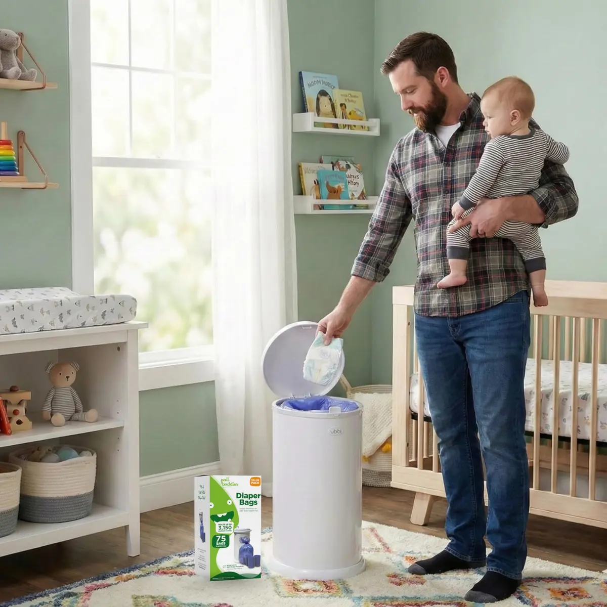 Pail Buddies Diaper Pail Refill Bags 75 Count | Odor Control, Tear-Resistant, 13-Gallon Capacity - view 8