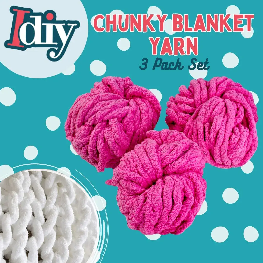 SCS Direct Chunky Yarn for Crocheting & Arm Knitting - Black 3 Pack Jumbo Chenille Yarn, 72 Yards Total (66 Meters) | Soft & Thick for Blankets - view 2