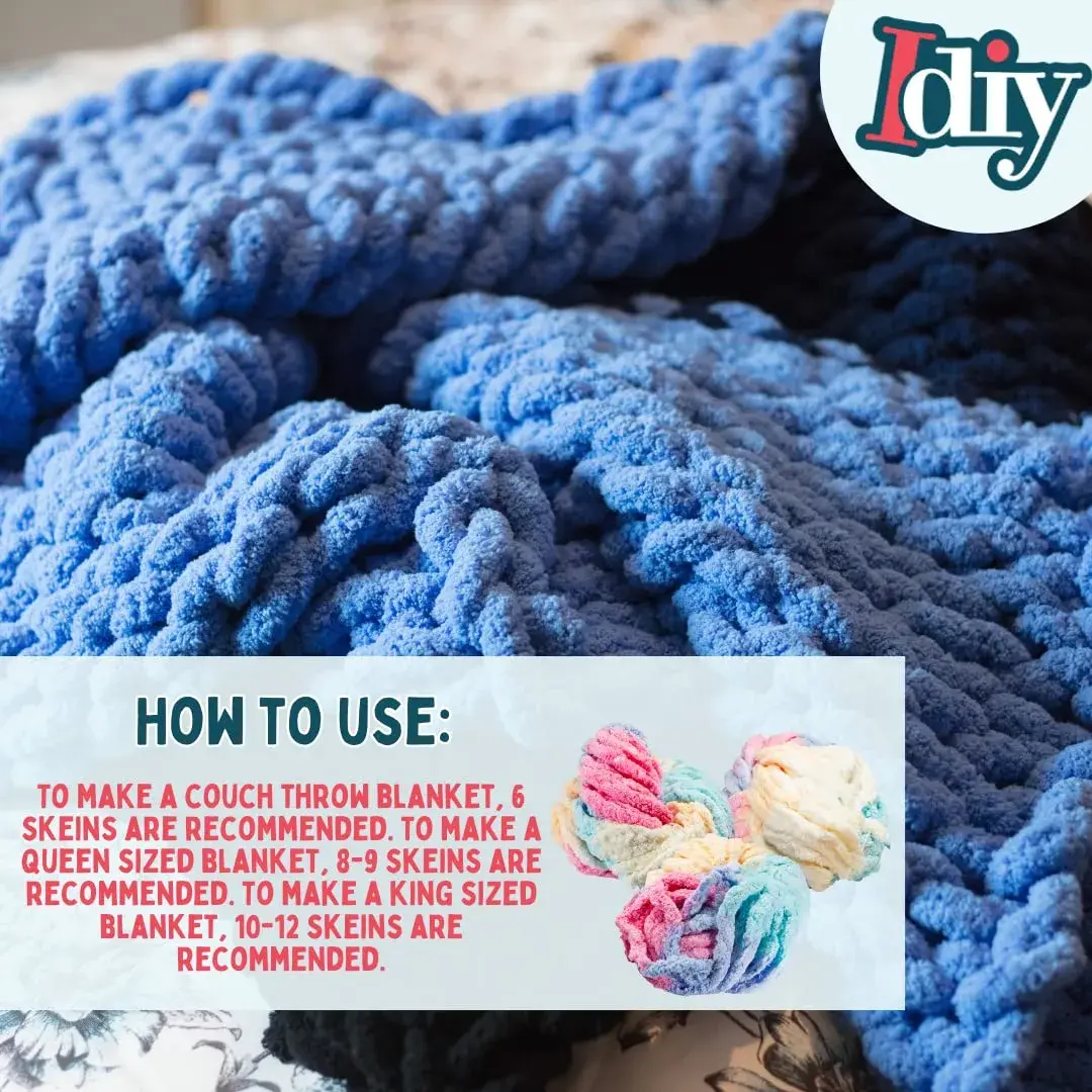 SCS Direct Chunky Yarn 3 Pack Indigo Blue 72 Yards (65.8 m) | Jumbo Chenille Yarn for Knitting & Crocheting - view 3