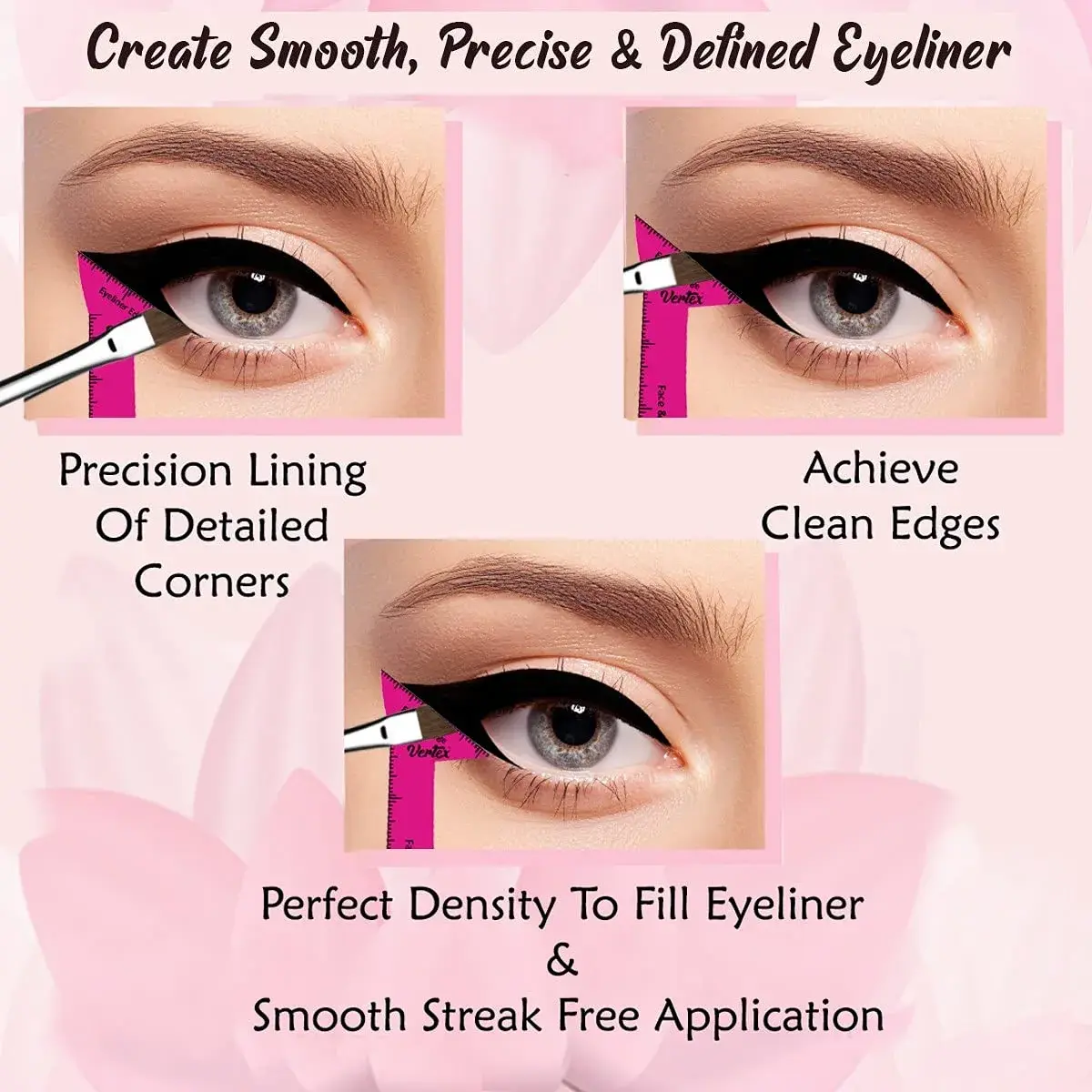 Vertex Eyeliner Stencils & Brushes Set | Precision Wing Tip Tool for Beginners - view 2
