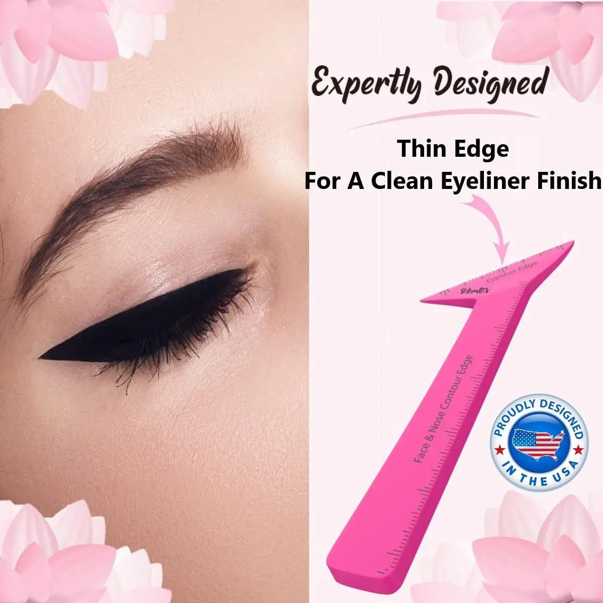 Vertex Eyeliner Stencils & Brushes Set | Precision Wing Tip Tool for Beginners - view 3