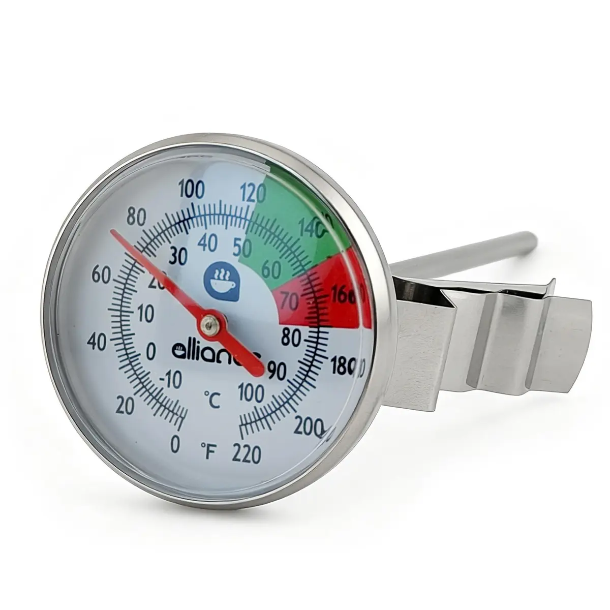 ALLIANCE BREW GEAR Milk Frothing Thermometer with Clip,White,0-220°F | Accurate, Recalibratable for Latte & Cappuccino - main product image