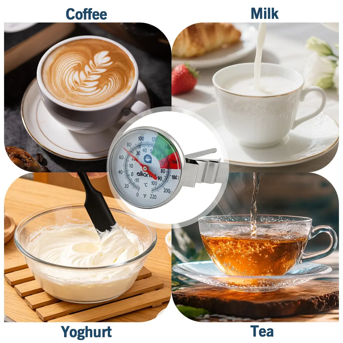 ALLIANCE BREW GEAR Milk Frothing Thermometer with Clip,White,0-220°F | Accurate, Recalibratable for Latte & Cappuccino - view 6