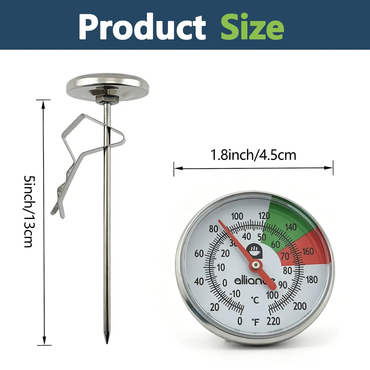 ALLIANCE BREW GEAR Milk Frothing Thermometer with Clip,White,0-220°F | Accurate, Recalibratable for Latte & Cappuccino - view 2