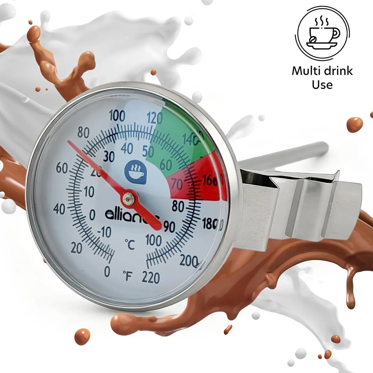 ALLIANCE BREW GEAR Milk Frothing Thermometer with Clip,White,0-220°F | Accurate, Recalibratable for Latte & Cappuccino - view 4
